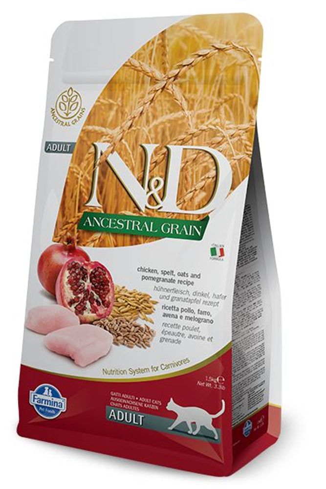 Сухой низкозерновой корм N&D Low Grain для взрослых кошек с курицей и гранатом 1,5кг Сухой низкозерновой корм N&D Low Grain для взрослых кошек с курицей и гранатом 1,5кг