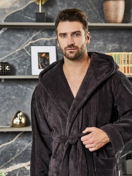Халат мужской АДАМ с капюшоном Антрацит&quot;Polens&quot;