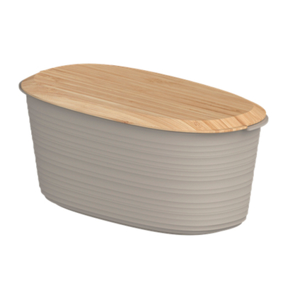 Хлебница с бамбуковой крышкой tierra, 31,5х16,4х12,9 см, серо-бежевая