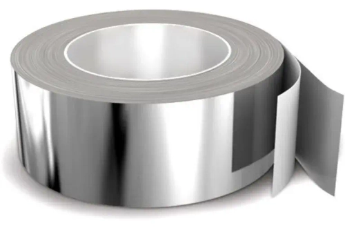 Алюминиевый скотч термостойкий Руфизол 48 мм, 40 м.п., влагостойкая клейкая металлическая лента для бани, вентиляции, труб