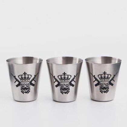 Стопки в чехле KING, нержавеющая сталь, набор 3 шт. × 30 мл