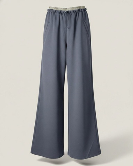 Брюки палаццо трикотажные из джерси в сером