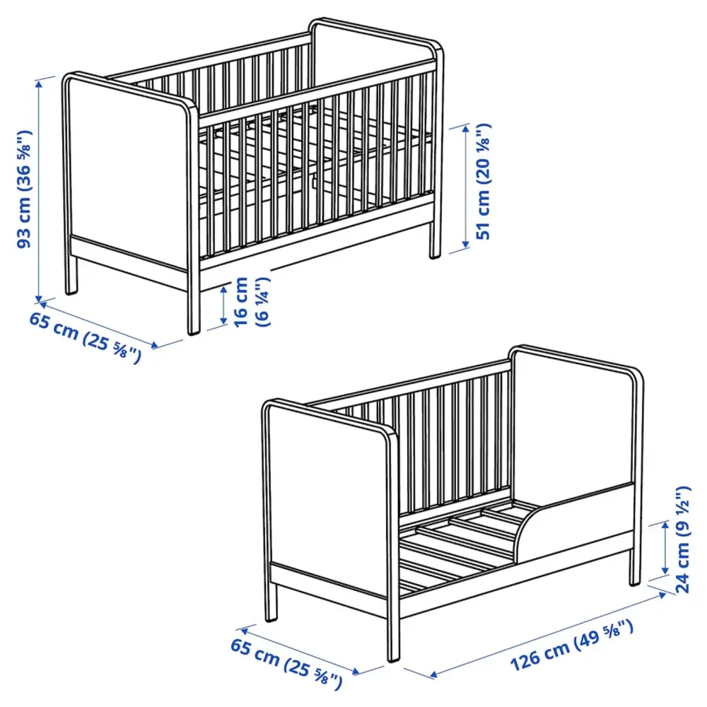 Детская кровать - ÄLSKVÄRD /АLSKVАRD IKEA/ АЛЬСКВАРД ИКЕА,  120х60 см, белый/под беленый дуб