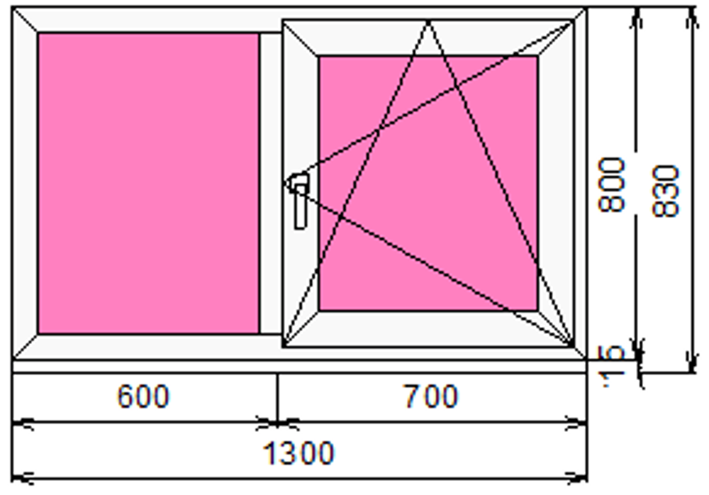 Пластиковое окно 800 х 1300 ТермА Эко
