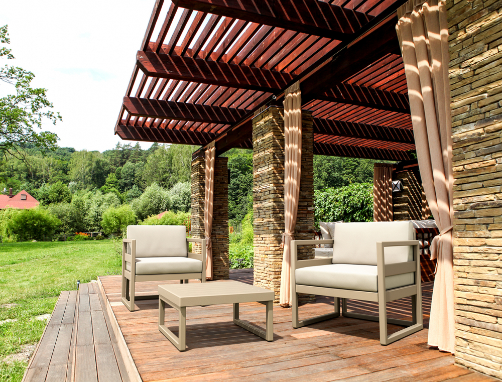 Кресло пластиковое с подушками Siesta Contract Mykonos, бежевый, бежевый