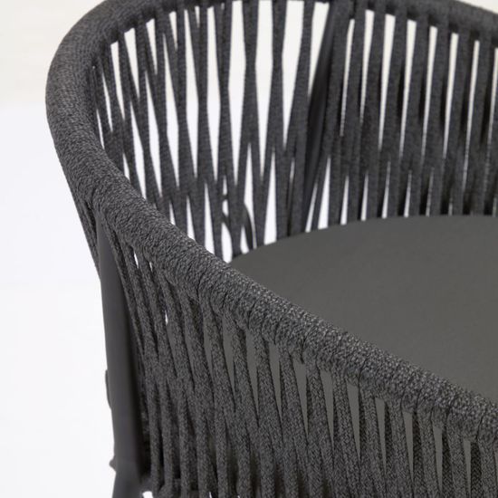 Веревочный полубарный стул Yanet черного цвета 65 см
