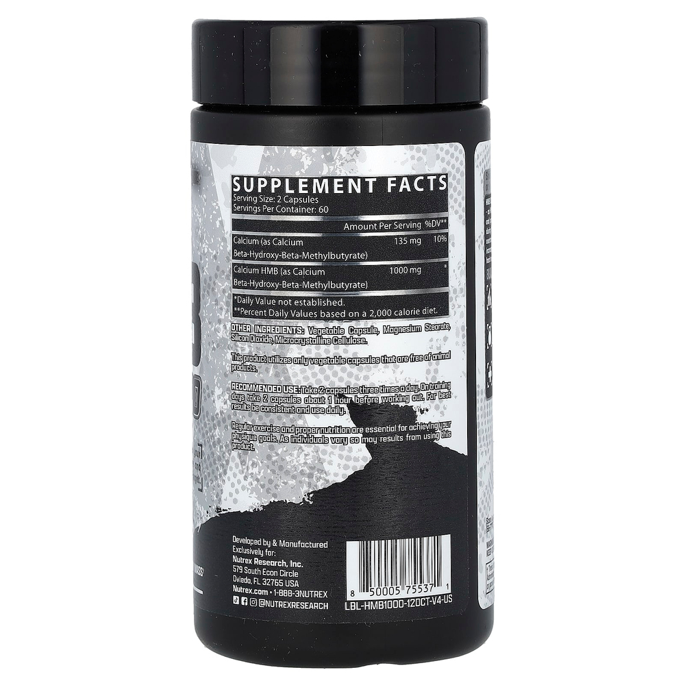Nutrex Research, Black Series, HMB 1000`` 120 черных капсул