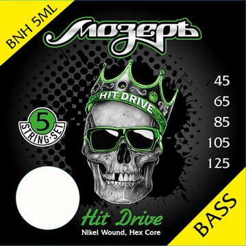Струны для 5-струнной бас-гитары, никелевый сплав, 45-125, Мозеръ BNH-5МL Hit Drive