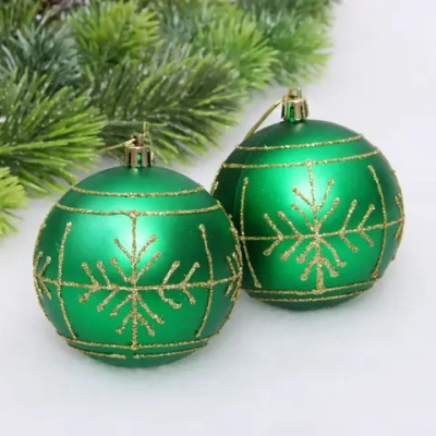 Новогодние шары «Сияние» 8 см (набор 2 шт), Зеленый