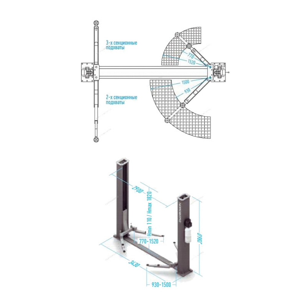 NORDBERG (N4124AM-4,5G) Подъемник 2х стоечный 380В, г/п 4.5т