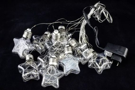Гирлянда бахрома Звезда 3*0,7*0,5 м., 10 теплых-белых LED ламп, прозрачный провод, Winner Light (ww.02.4T.10L-8Star)