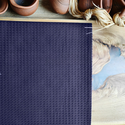 Вафельное полотно гладкокрашеное цв.Синий | ш.150 см | 240 г/м² | хлопок-100%