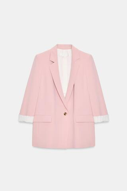 ZARA БЛЕЙЗЕР С ПРИНТОМ НА МАНЖЕТАХ, РОЗОВЫЙ