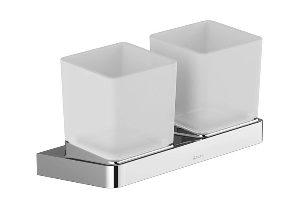 Стакан для зубных щеток Ravak 10° двойной, хром (X07P322)