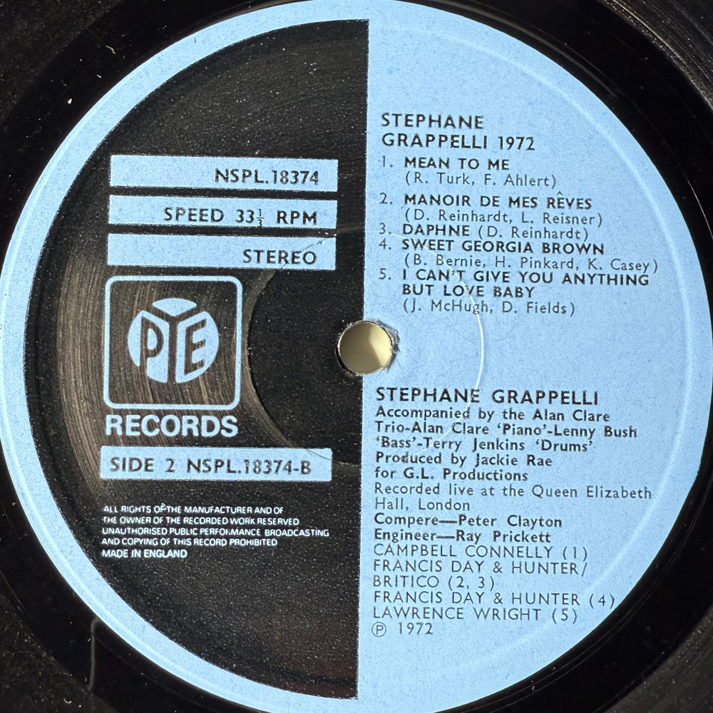 Stéphane Grappelli ‎– Stéphane Grappelli 1972 (Англия 1972г.)