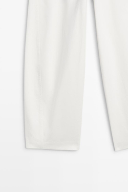 Massimo Dutti Брюки прямого кроя из 100% хлопка, экрю