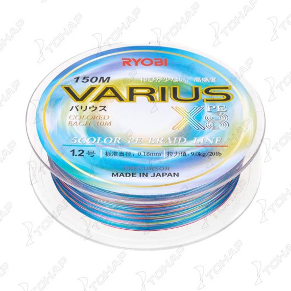 Шнур VARIUS PE8X-150MI 1.2# Multi Colour 0,185мм Ryobi