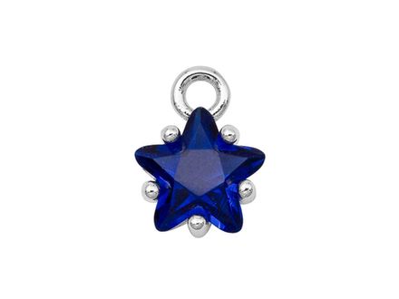 Подвеска "Звездочка" с синим кристаллом, 8мм