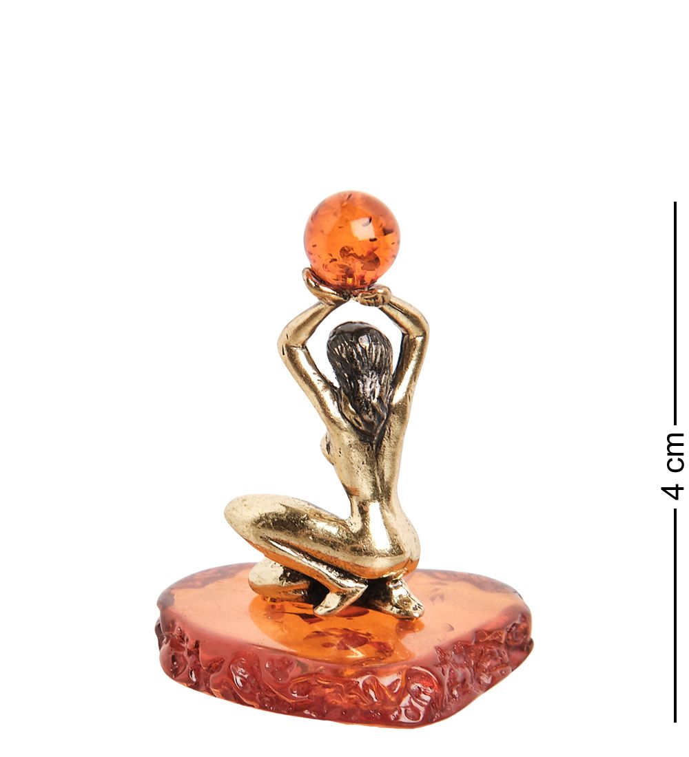 Народные промыслы AM- 265 Фигурка «Девушка с шаром» (латунь, янтарь)