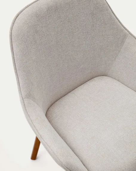 Стул Aleli, бежевый шенилл, ножки орех