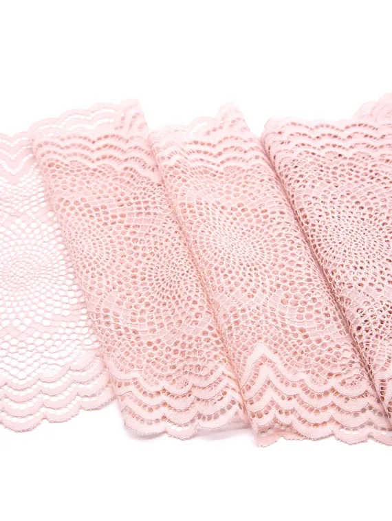 03-261 Кружево эластичное 21 см, ажур, пудра/пион
