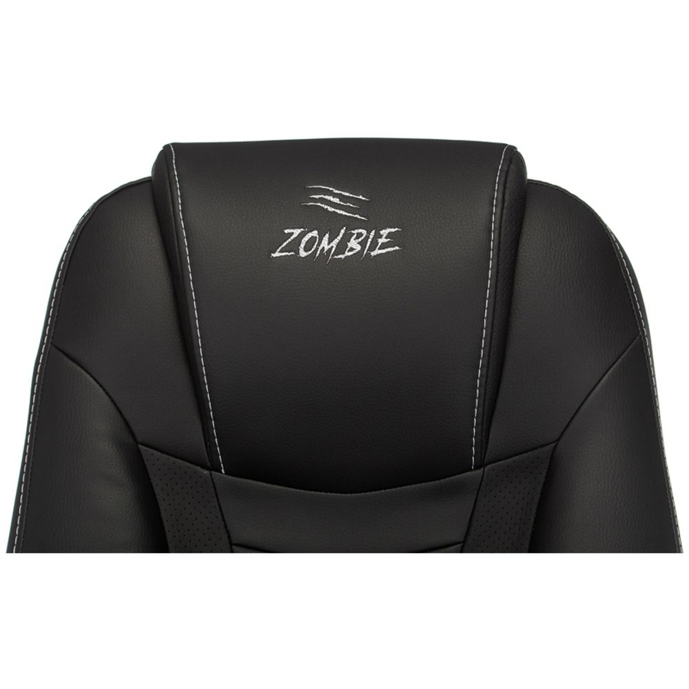 Кресло игровое ZOMBIE 8/8N/BLACK, PL, экокожа черный, топ-ган (до 180кг)