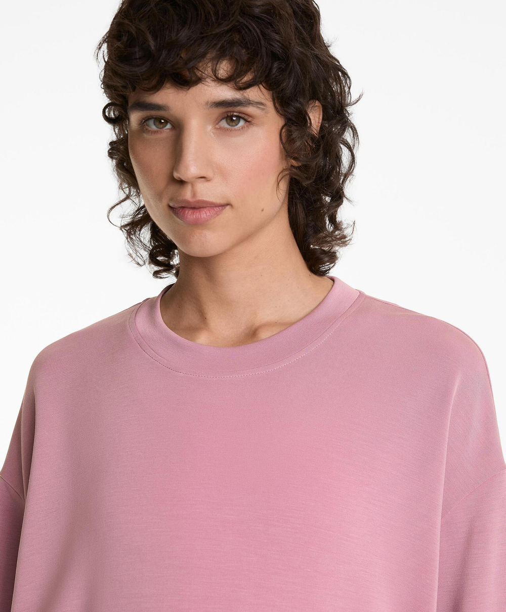 Oysho Толстовка удлиненная с мягким на ощупь модалом, розовый