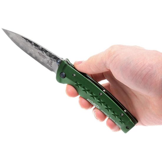 Складной нож Mcusta Bushi Sword Damascus Tsuchi Dark Green MC-0163D c клинком из стали VG-10 San Mai (Laminated Stainlesss Damascus) рукоять алюминий