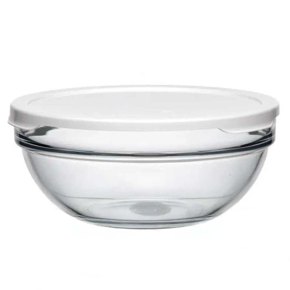 Салатник 172 мм закал. с белой крышкой ШЕФС