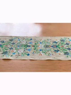 Дорожка декор на стол тканевая Сказка "Цветочный лен" 125х45 рогожка