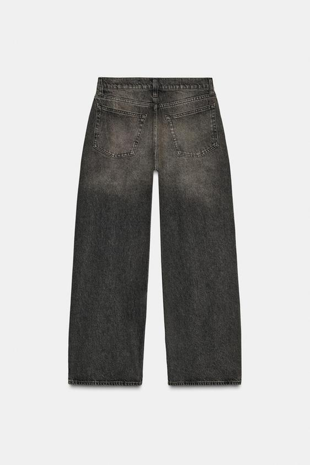 ZARA ДЖИНСЫ ZW COLLECTION WIDE LEG СО СРЕДНЕЙ ПОСАДКОЙ И ВЫТАЧКАМИ, ЧЕРНЫЙ