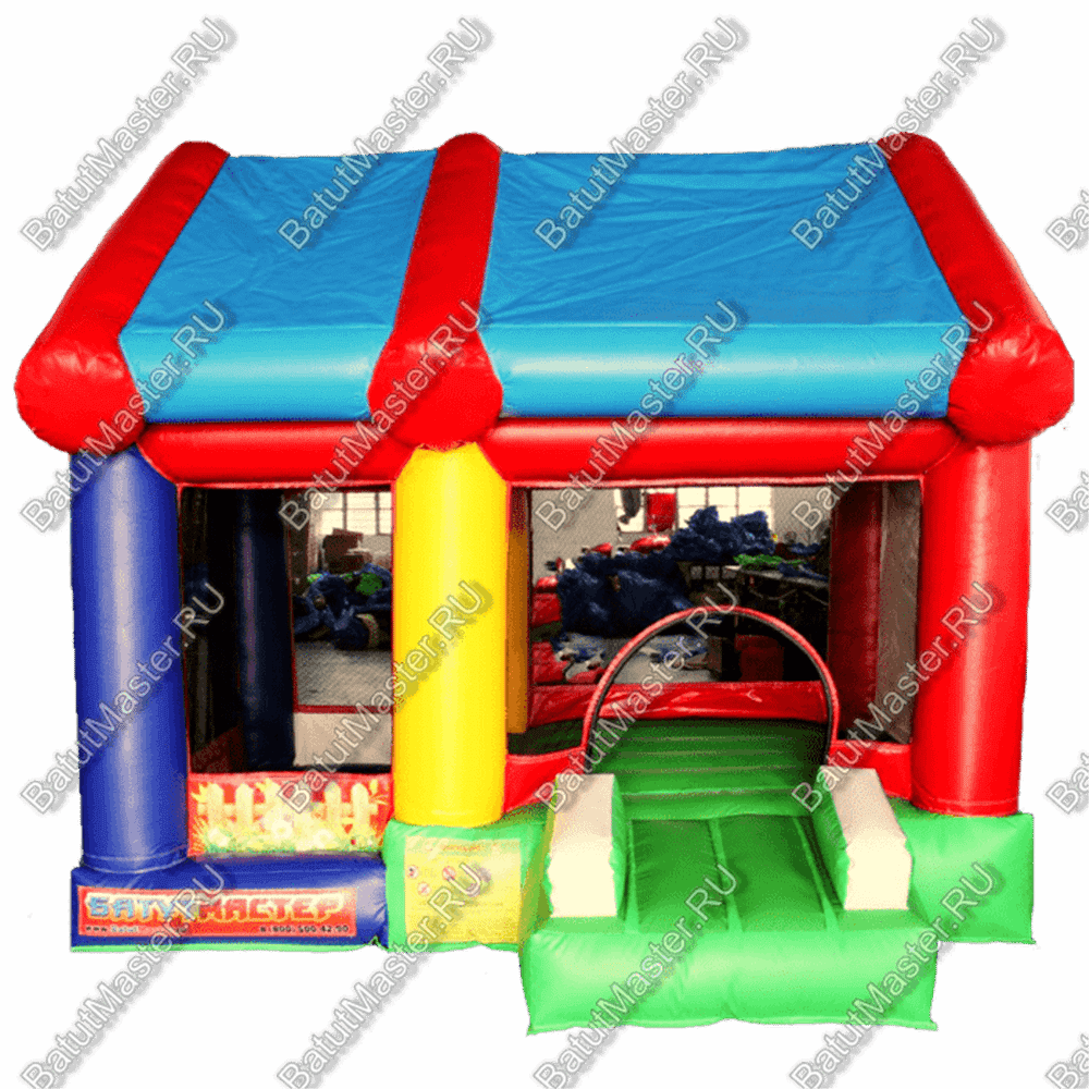 Батут "Домик в деревне с крышей" 3.5*3*2.7 м