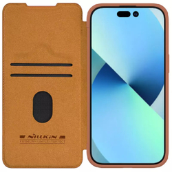 Кожаный чехол-книжка Nillkin Leather Qin Pro c защитой камеры для iPhone 15 Plus