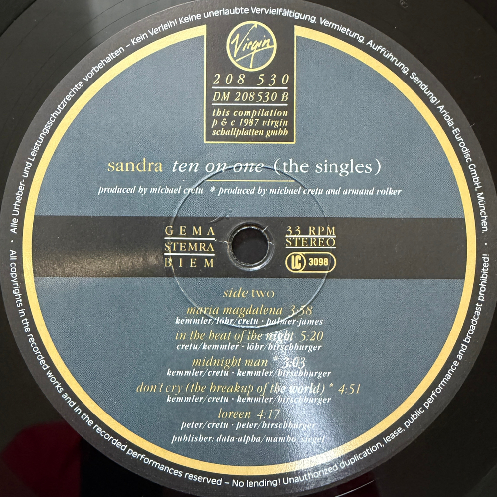 Sandra - Ten On One (Европа 1987г.)