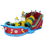 Большой надувной батут-горка "Корабль флибустьеров" 12*8*6 м