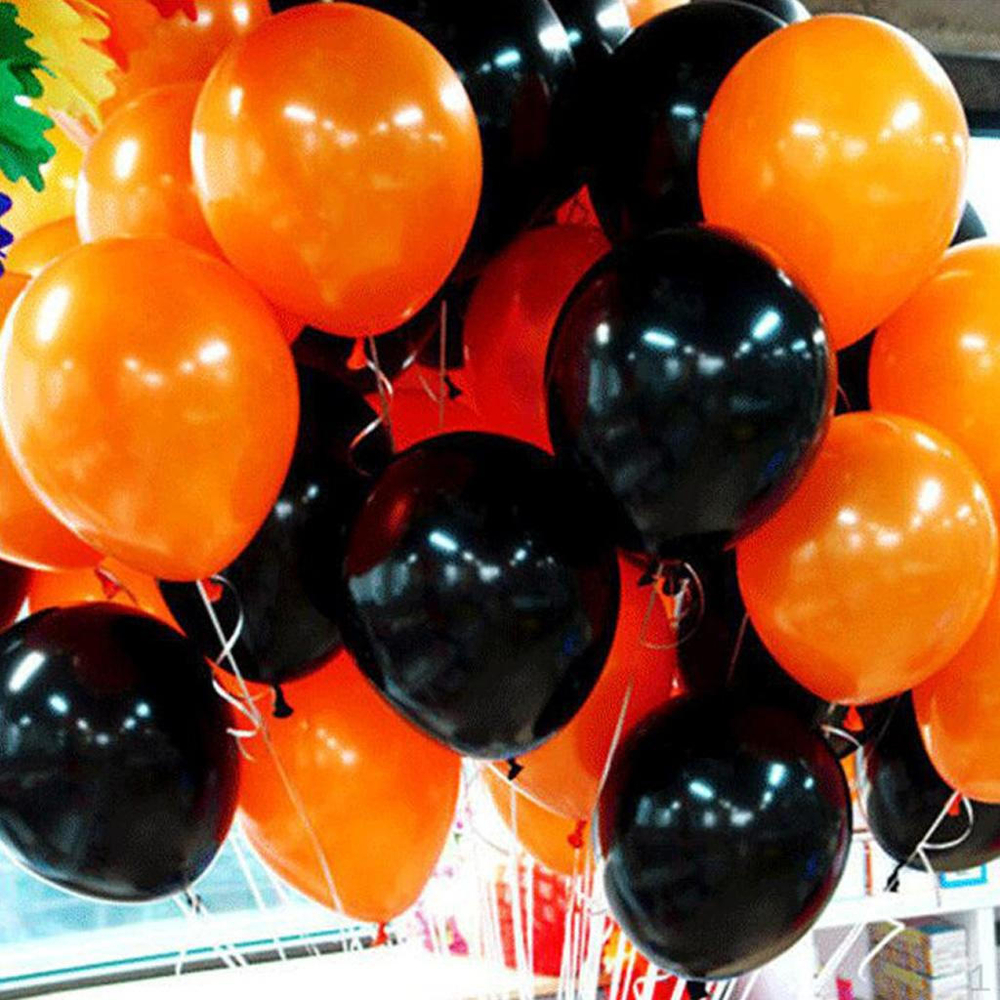 Шары с гелием под потолок Black & Orange 21 шар