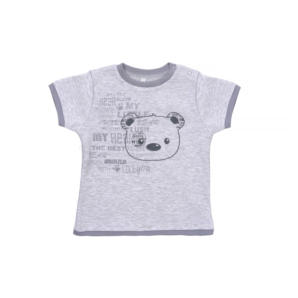 Футболка летняя серая с коротким рукавом с принтом