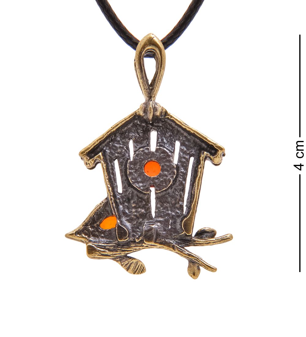 AM-3398 Подвеска «Скворечник» (латунь, янтарь)