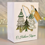 Пакет бумажный 14*20*8см с ручками "Новый год" (микс 434)