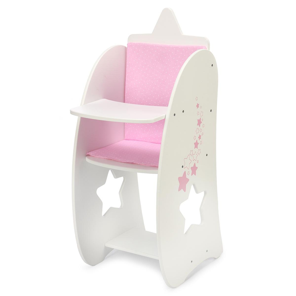 Стульчик для кормления с мягким сиденьем белый(Diamond star)