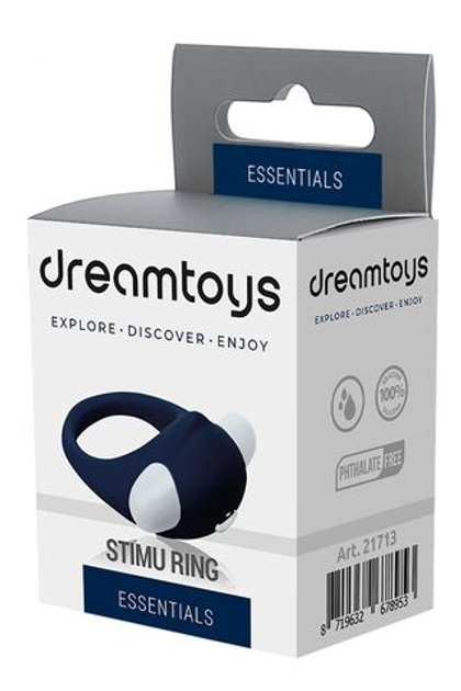 Гладкое синее эрекционное виброкольцо Stimu Ring