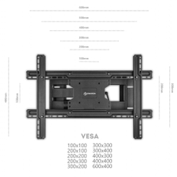 Кронштейн ONKRON M7L чёрный Для телевизоров диагональю 40"-75" Максимальная нагрузка: 68,2 кг VESA: 100x100, 100x200, 200x100, 200x200, 200x300, 200x400, 300x100, 300x200, 300x300, 300x400, 400x200, 400x300, 40