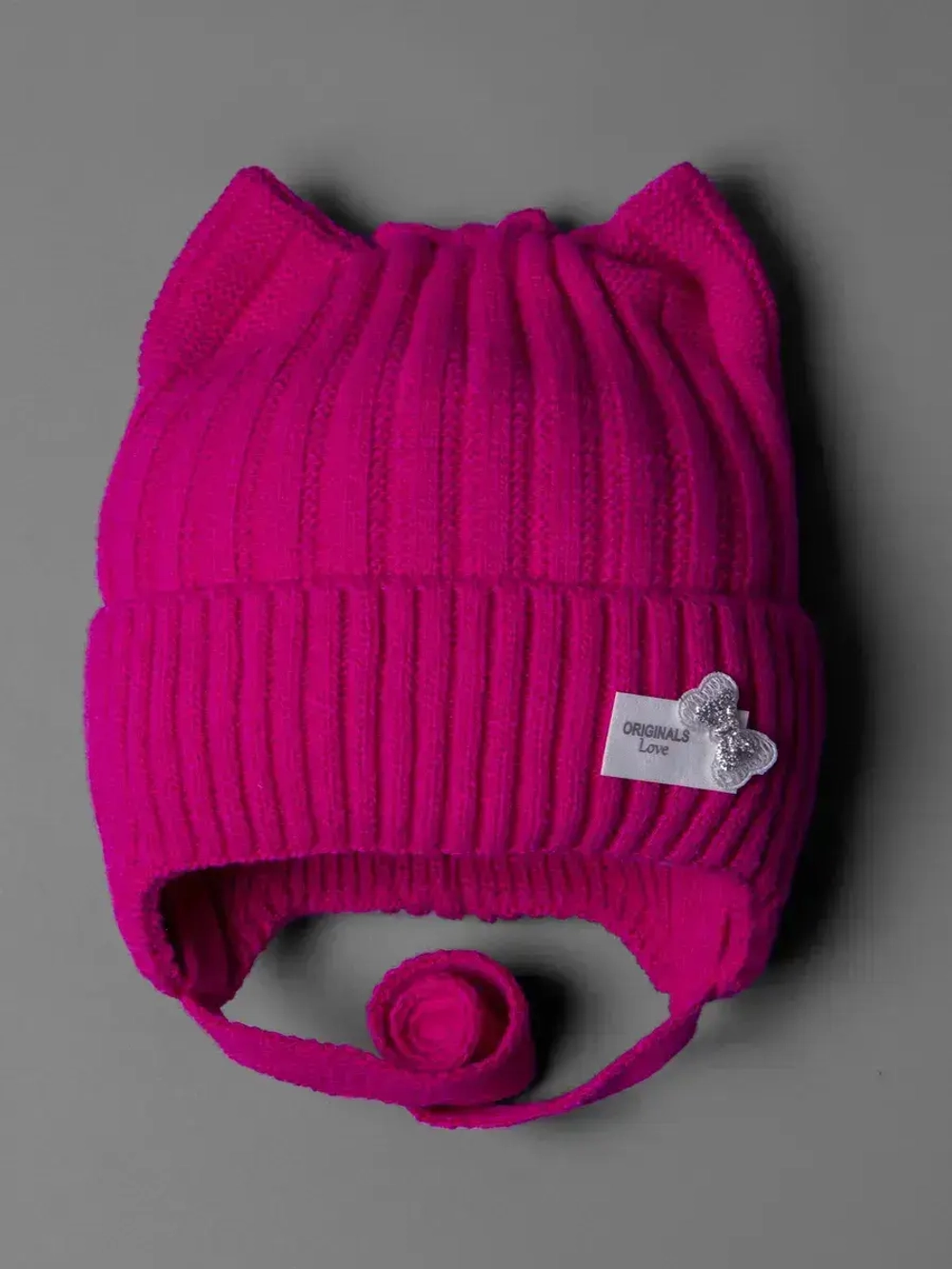 Шапка для девочки с ушками осенняя