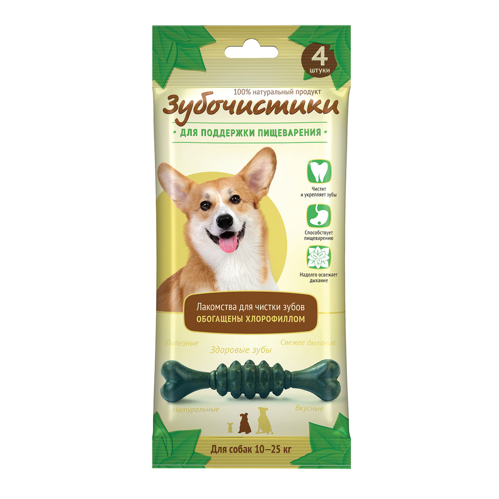 Деревенские Лакомства Зубочистики для собак средних пород мятные с хлорофиллом 4 шт 70 гр.