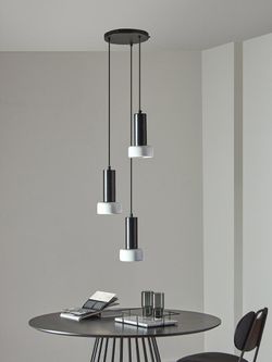 Светильник подвесной каскадный Fungus, Ø15х25 см, 3 плафона, белый/черный