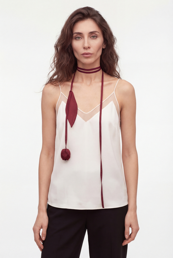 Пояс-галстук тюльпан бордо