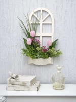 Панно на стену для интерьера "Окно с цветами"