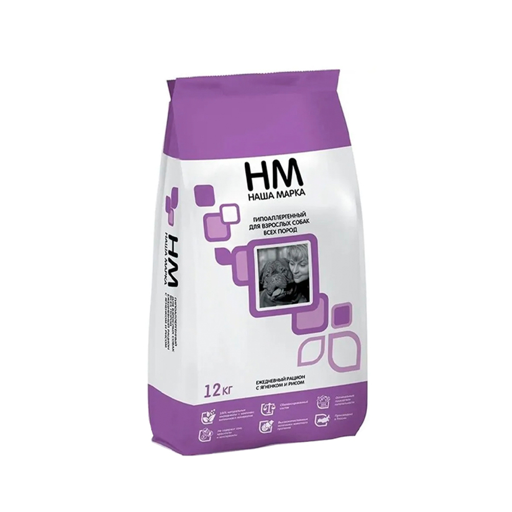 Сухой корм гипоаллергенный для взрослых собак всех пород с Ягненком и рисом Наша Марка