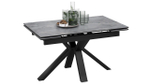 Стол кухонный обеденный раздвижной Черный муар/Керамика матовая белый мрамор 140(200)х85х76 см