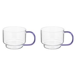 Набор кружек Orb, 400 мл, прозрачные/фиолетовые, 2 шт.